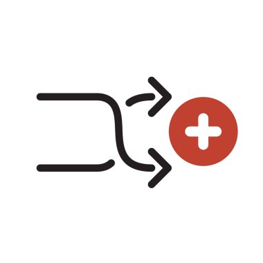 Simgesini, okları simge Ekle işareti ile karıştırmak. Shuffle simgesi ve yeni, Ayrıca, pozitif sembol