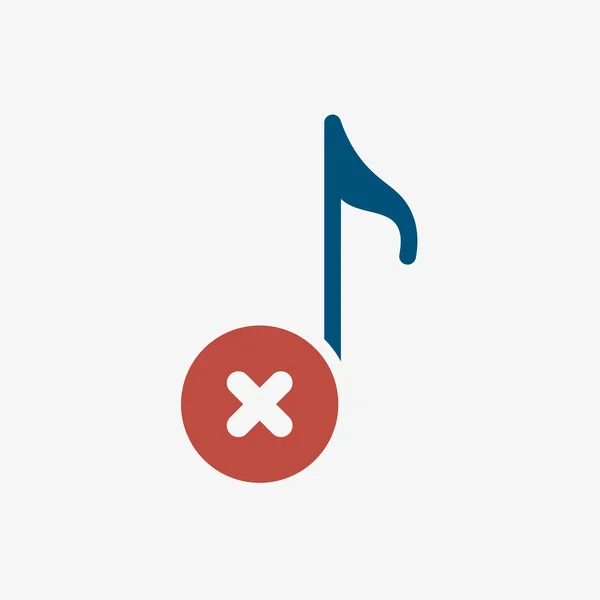 Icône de note musicale, icône de musique avec signe d'annulation. Icône de note musicale et fermer, supprimer, supprimer le symbole — Image vectorielle