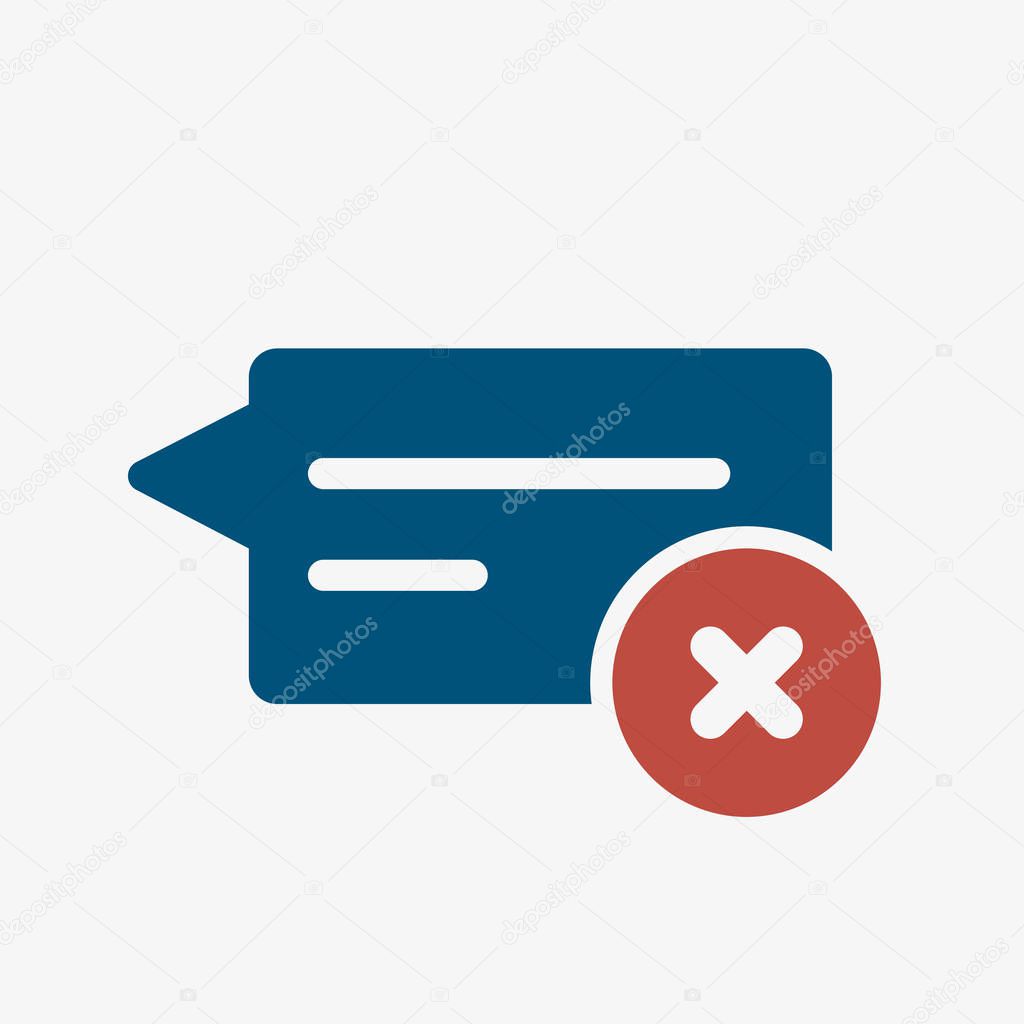 Chat icon, multimedia icon with cancel sign. Chat icon and close, delete, remove symbol