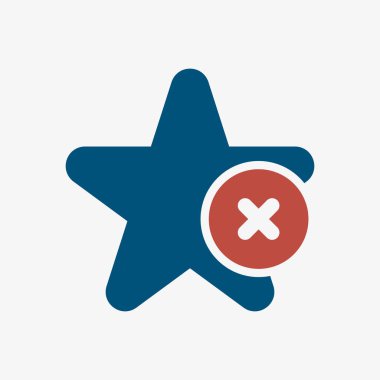 Yıldız simgesi, iptal işareti simgesiyle işaretler. Simge star ve kapatmak, silmek, simgesini kaldırmak