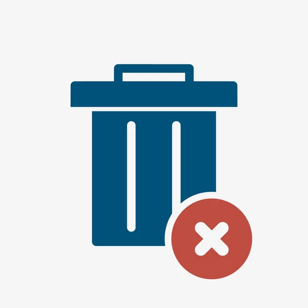 Icono de basura, icono de herramientas y utensilios con signo de cancelación. Icono de basura y cerrar, eliminar, quitar símbolo — Vector de stock