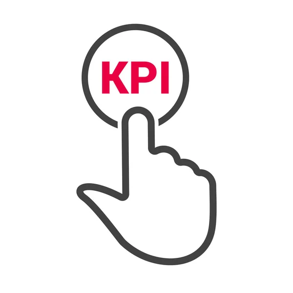 手动按下带有文本的按钮 "Kpi" — 图库矢量图片