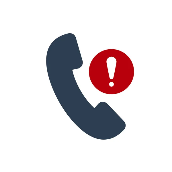 Telefonsamtal, teknik ikonen med utropstecken. Telefonsamtal ikon och varning, fel, larm, farosymbol — Stock vektor