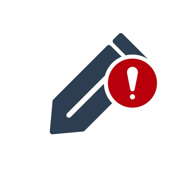 Editar ícone, Ferramentas e utensílios ícone com ponto de exclamação. Editar ícone e alerta, erro, alarme, símbolo de perigo — Vetor de Stock