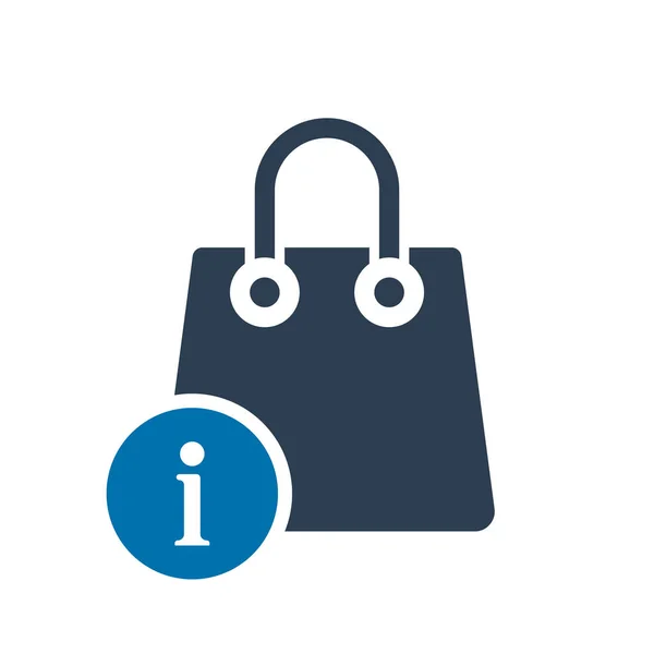 Значок торгової сумки, значок бізнесу з інформаційним знаком. Піктограма торгової сумки і про, faq, help, символ підказки — стоковий вектор