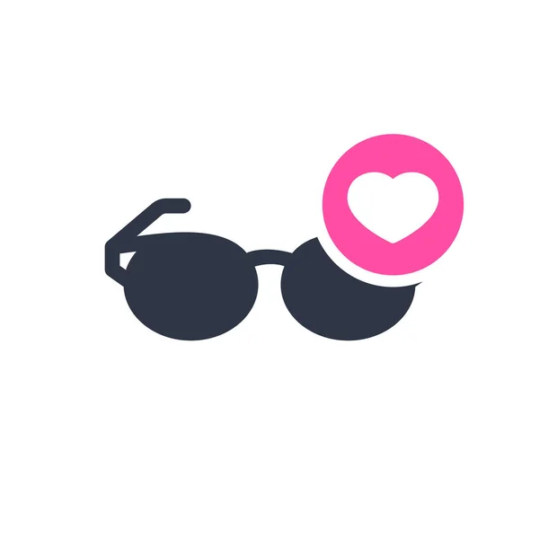 Icono de gafas, icono de herramientas y utensilios con signo cardíaco. Icono de gafas y favorito, como, amor, símbolo de cuidado — Archivo Imágenes Vectoriales