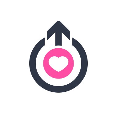 Oturum kapatma simgesi, simgesi kalp işareti ile imzalar. Oturum kapatma simgesi ve favori, aşk, bakım sembolü gibi. Vektör çizim