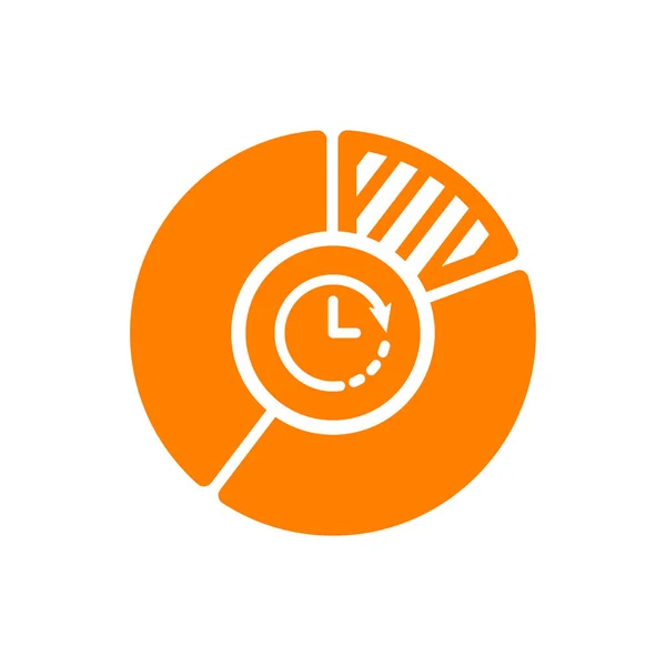 Пироговая иконка, бизнес-икона с часовым знаком. Ref-chart icon and countdown, deadline, schedule, planning symbol — стоковый вектор