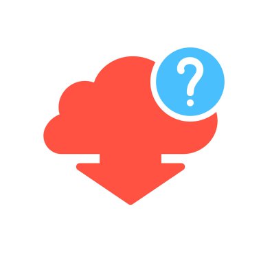 Download simge, soru işareti simgesiyle ok. Download simgesi ve yardım, nasıl yapılır, bilgi, sorgu simgesi