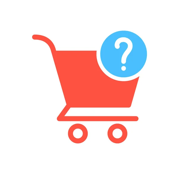 Shopping cart icon, commerce icon with question mark. Shopping cart icon and help, how to, info, query symbol — Stock Vector