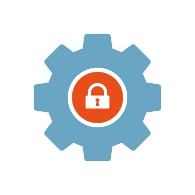 Ayarları simgesi, asma kilit işareti ile araç ve gereçleri simgesi. Ayarları simgesi ve güvenlik, koruma, gizlilik simgesi