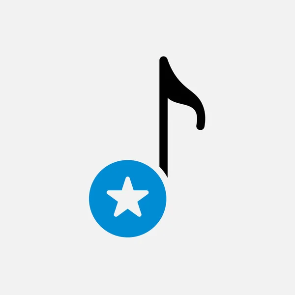 Hudební Poznámka ikona, hudba s Hvězdné znamení. Hudební ikona a symbol nejlepší, oblíbené, hodnocení — Stockový vektor