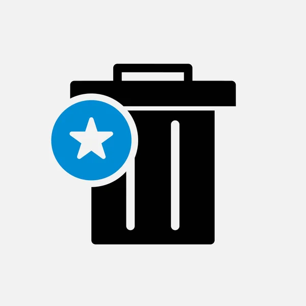 Ícone de lixo, Ferramentas e utensílios ícone com sinal de estrela. Ícone de lixo e melhor, favorito, símbolo de classificação — Vetor de Stock