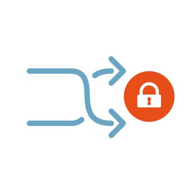 Simgesini, okları simge asma kilit işareti ile karıştırmak. Shuffle simgesi ve güvenlik, koruma, gizlilik simgesi