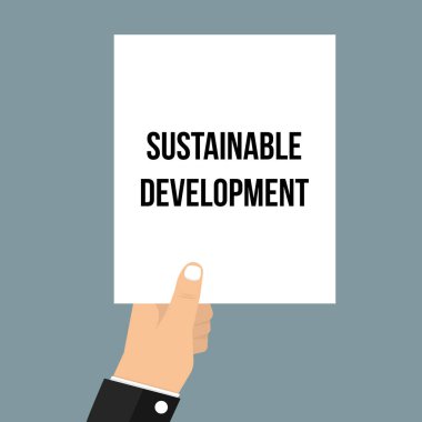 Kağıt sürdürülebilir kalkınma metnini gösteren adam