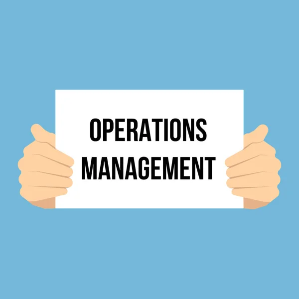 Man visar papper Operations Management text — Stock vektor