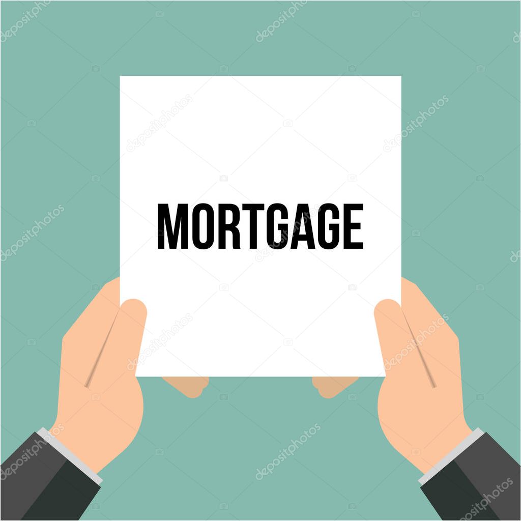 Man showing paper MORTGAGE text