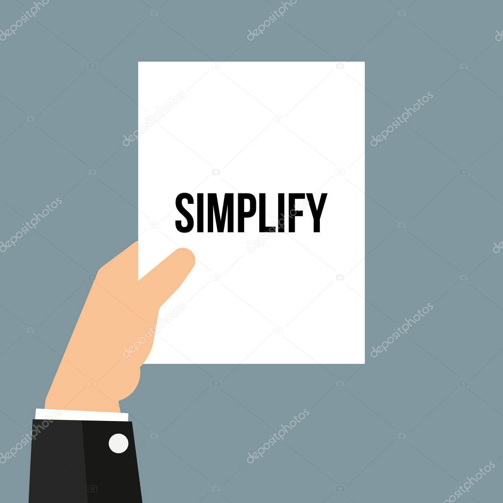 Man showing paper SIMPLIFY text