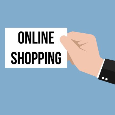 Kağıt Online alışveriş metnini gösteren adam