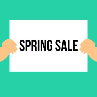 Kağıt Bahar satış metnini gösteren adam