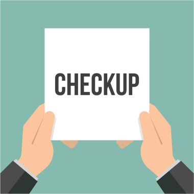 Adam gösteren kağıt Check-up metin