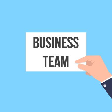 Kağıt iş takım metnini gösteren adam