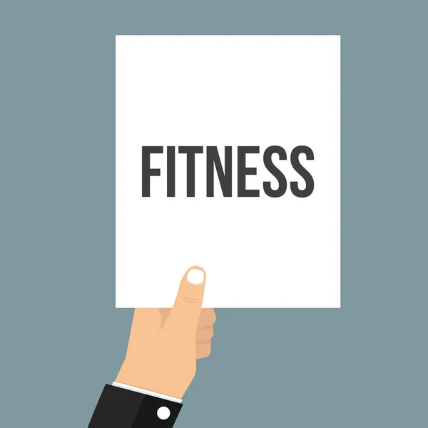 Homme montrant du papier FITNESS texte — Image vectorielle