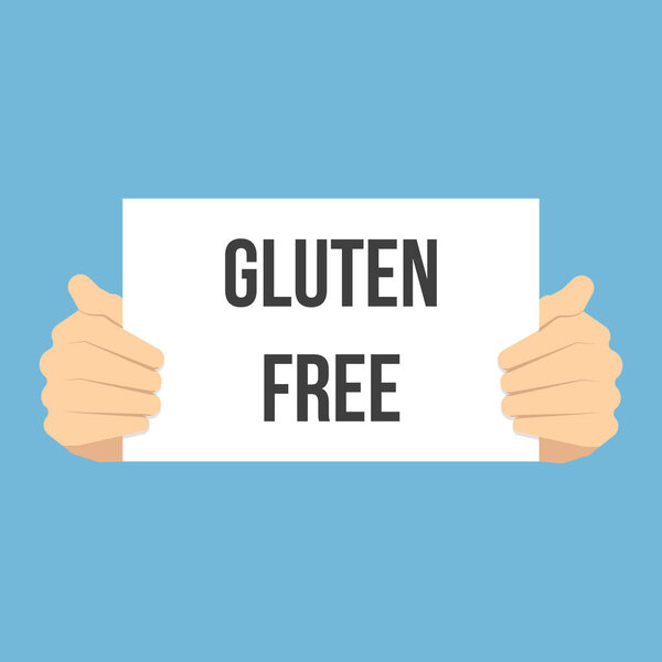 Man showing paper GLUTEN FREE text