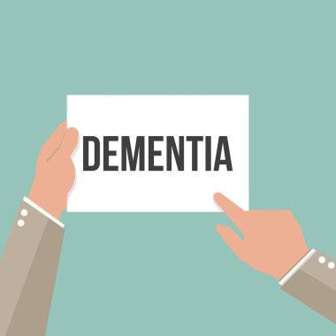 Adam gösteren kağıt demans metin. Vektör düz çizim