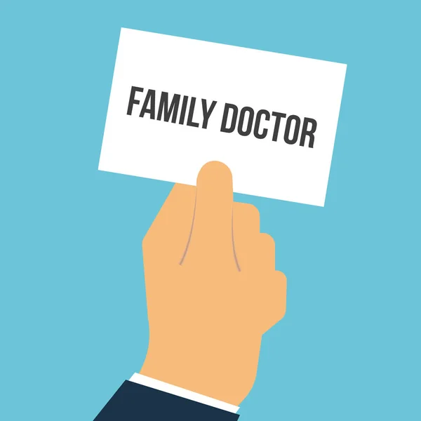 Man showing paper FAMILY DOCTOR text — Stock Vector