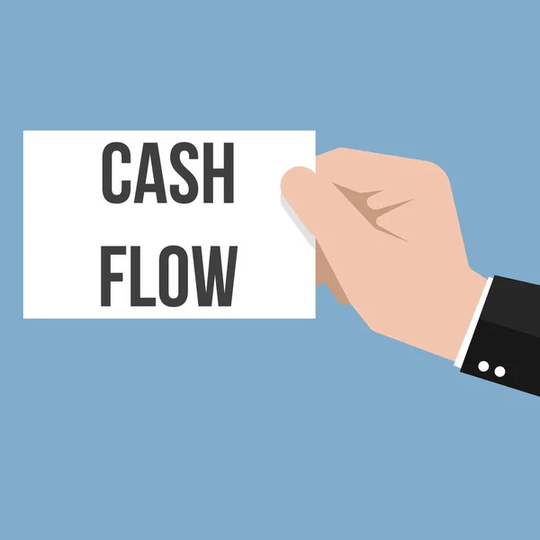 Mann zeigt Papier Cash Flow Text — Stockvektor