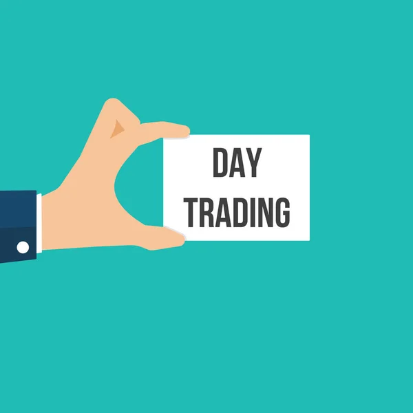 Mann zeigt Papier Day Trading Text — Stockvektor