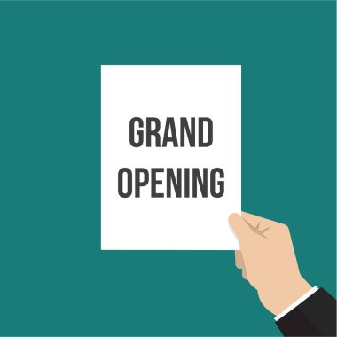 Kağıt açılış metnini gösteren adam