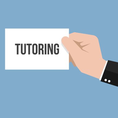 Man showing paper TUTORING text clipart
