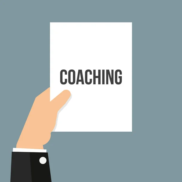 Ο άνθρωπος δείχνει χαρτί Coaching κείμενο — Διανυσματικό Αρχείο