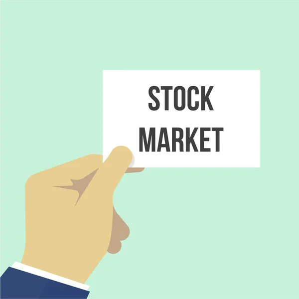 Homem mostrando papel STOCK MARKET texto — Vetor de Stock