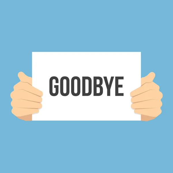 Az ember bemutatja papír Goodbye szöveg — Stock Vector