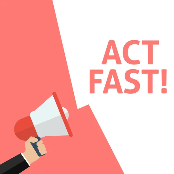 Mégaphone main tenant avec ACT FAST ! Annonce — Image vectorielle