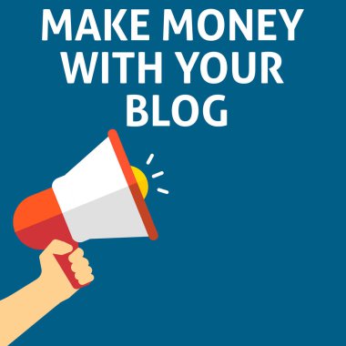 Senin Blog duyuru ile para kazanın. Megafon ile konuşma balonu tutan el
