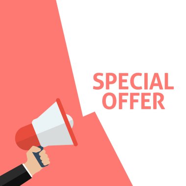 Megafon ile özel teklif ilan tutan el