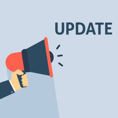 El ile güncelleştirme ilan megafon tutarak