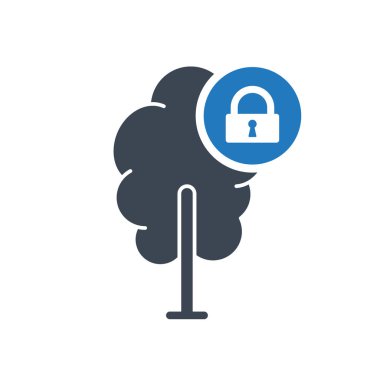 Ağaç simgesiyle, orman, Doğa, ekoloji kavramı simge asma kilit işareti ile. 