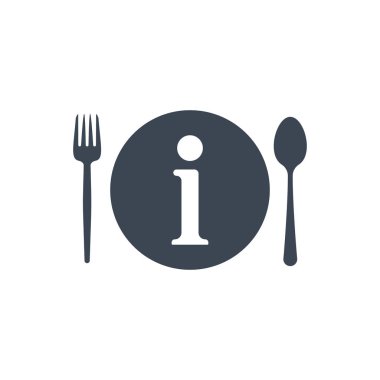 Restoran simgesi, çatal ve kaşık, plaka simgesi bilgileri ile oturum açın. Restoran simgesini ve SSS, yardım, sembol, ipucu