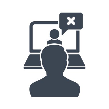 Online danışmanlık, iş danışmanlığı, iş kavramı simge iptal işareti ile. Online danışmanlık simgesi ve Kapat, Sil, simgesini kaldırmak