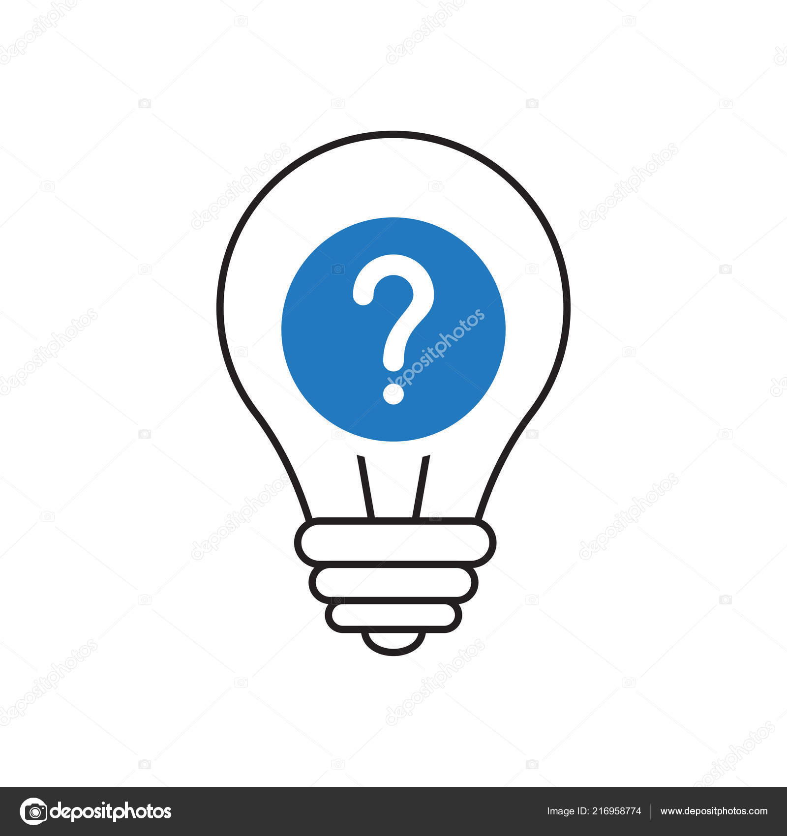 Icono de bombilla, Idea, solución, icono de pensamiento con signo de  interrogación. Icono de bombilla y ayuda, cómo, información, símbolo de  consulta Vector de stock #216958774 de ©AZVector, image size:1600x1700