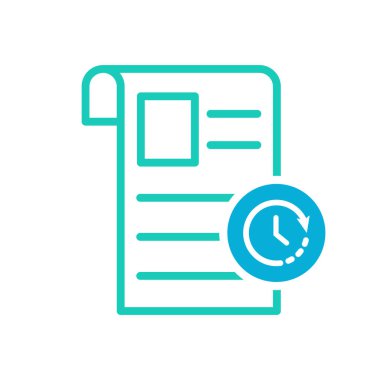 Gazete simgesi, güncel olaylar, Haberler simgesi saat işareti ile. Gazete simge ve geri sayım, son tarih, zamanlamayı, sembol planlama