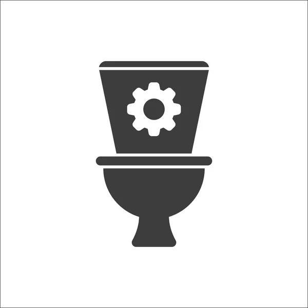 Ícone de toalete, Banheiro, ícone de banheiro com sinal de configurações. Ícone de toalete e personalizar, configuração, gerenciar, símbolo de processo — Vetor de Stock