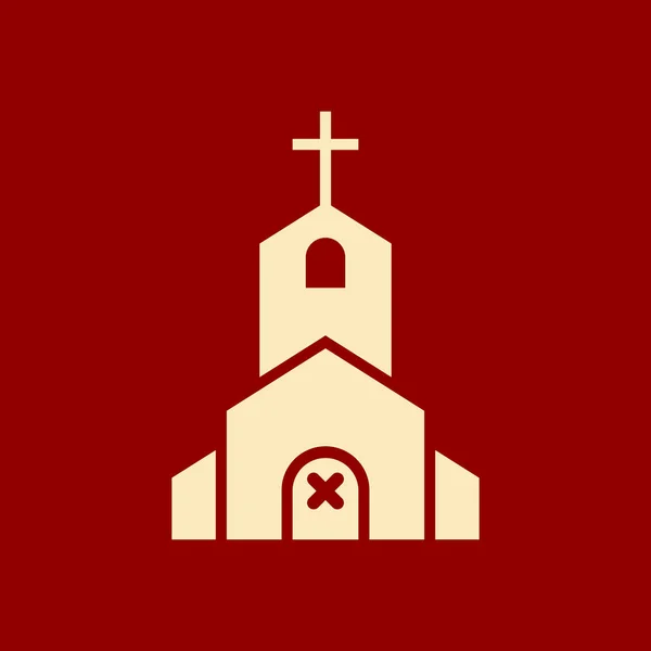 Kostel ikonu, náboženství, budování, křesťanské, křesťanství chrám ikonu s zrušit znamení. Kostel ikonu a close, odstranění, odstranit symbol — Stockový vektor