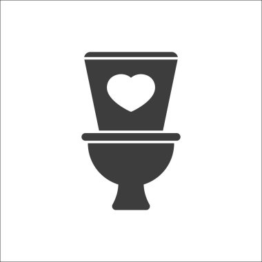 Tuvalet, banyo, tuvalet simge kalp işareti ile. Tuvalet simgesi ve favori, aşk, bakım sembolü gibi