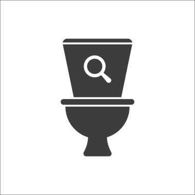 Tuvalet, banyo, tuvalet simge araştırma işareti ile. Tuvalet simgesi ve araştırmak, bulmak, sembol incelemek